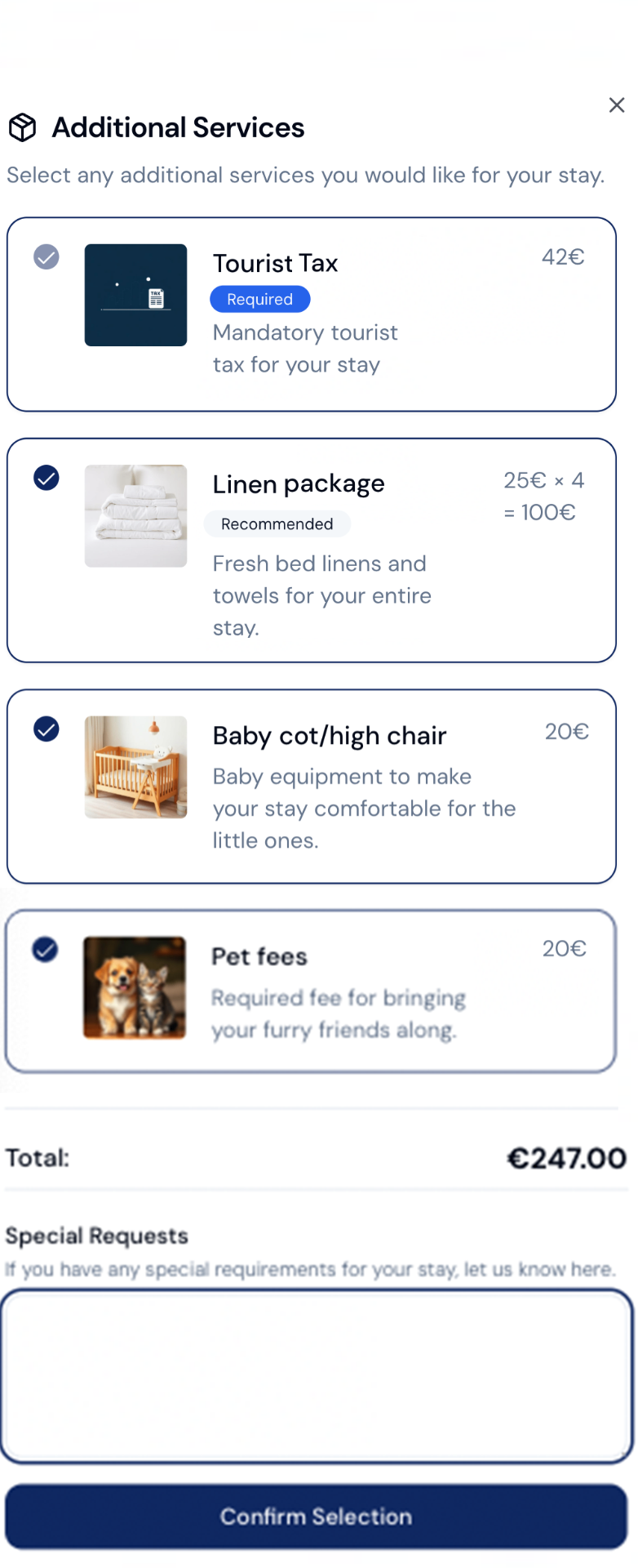 Additional Services and Upselling Interface