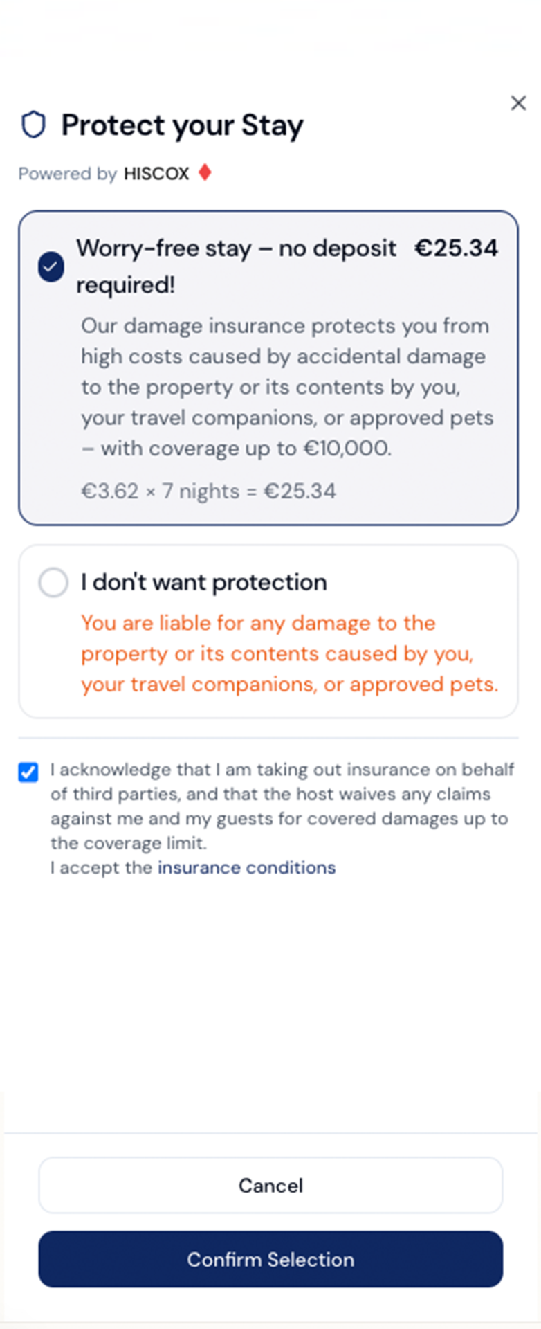 Insurance Selection Interface